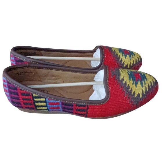 NEW Born Giselle Knit Leather Textile Loafers Red Multi Size 6.5 Western Flats - Picture 6 of 10